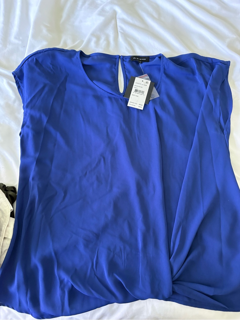 Pilcro Royal Blue Twist-Hem Cap Sleeve Blouse